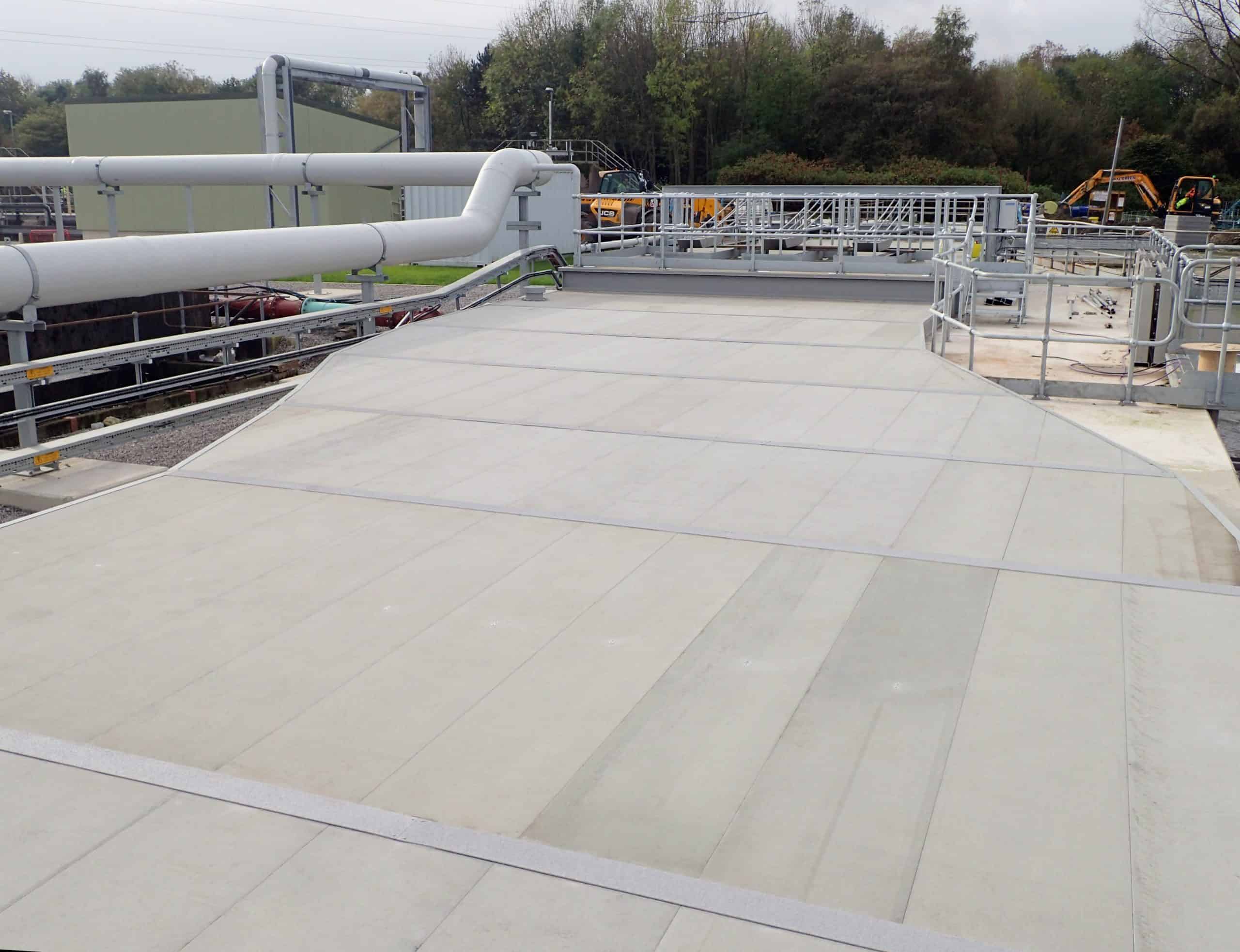 industrial roof with grp flooring sheets