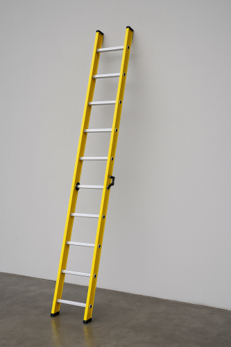 Yellow Ladder Against Grey Wall